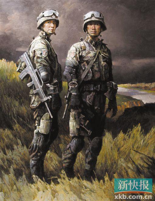 叶献民2017年油画《中国特种兵》,180cm×140cm.